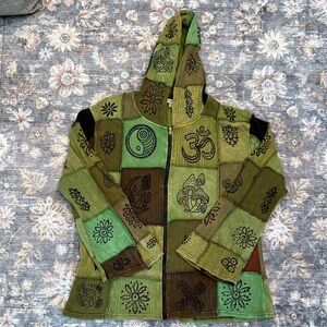 Green Patchwork Hoodie